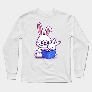 Rabbit Mother And Baby Rabbit Reading Book Long Sleeve T-Shirt